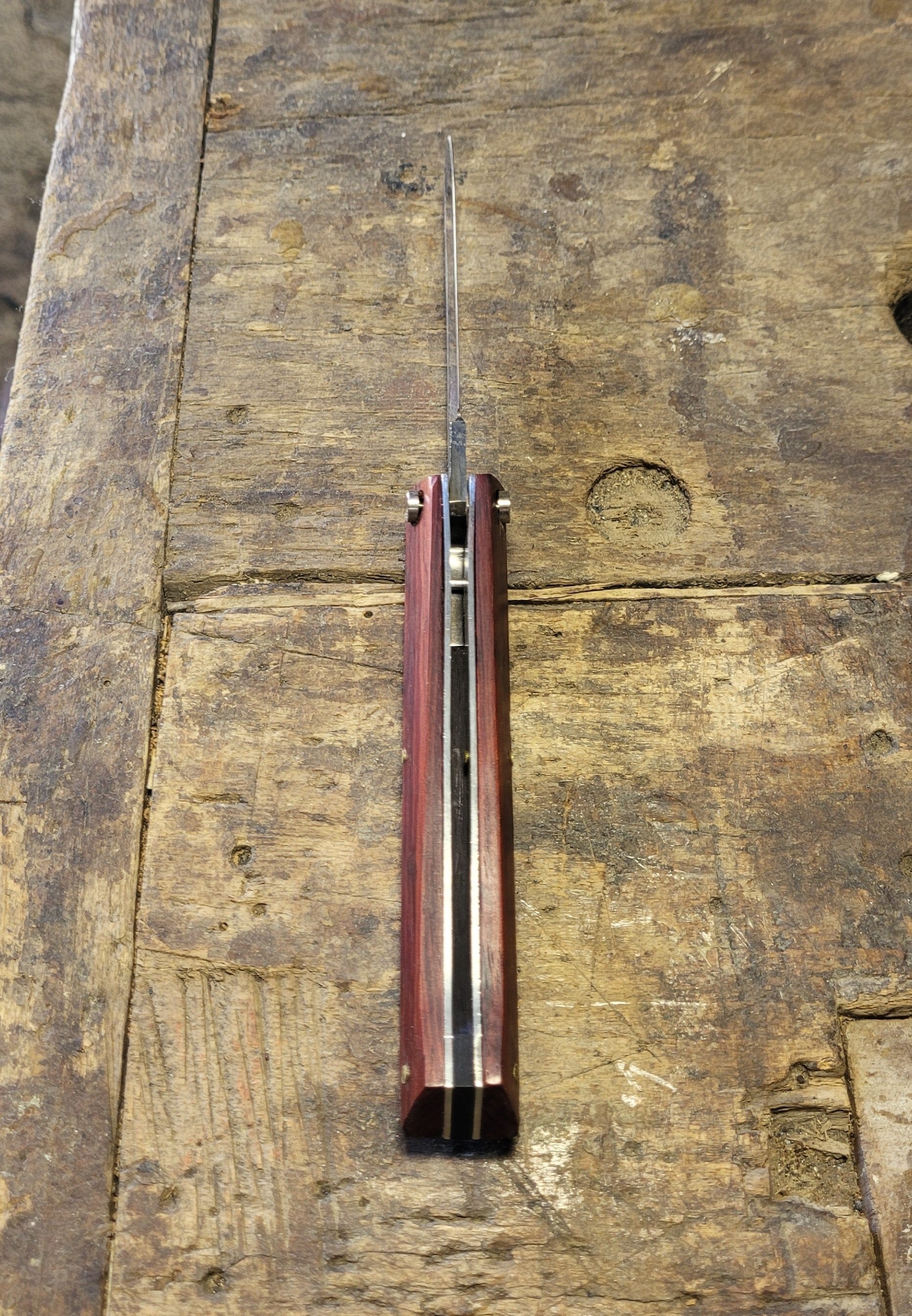 Couteau pliant 2 clous en padouk - Couteau pliant à friction