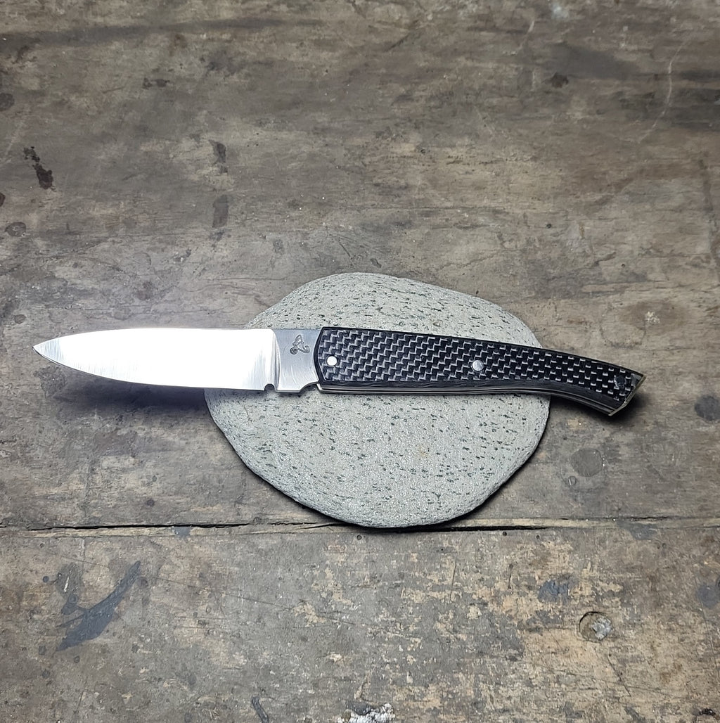 Couteau pliant à cran plat en Carbone - Couteau pliant à cran