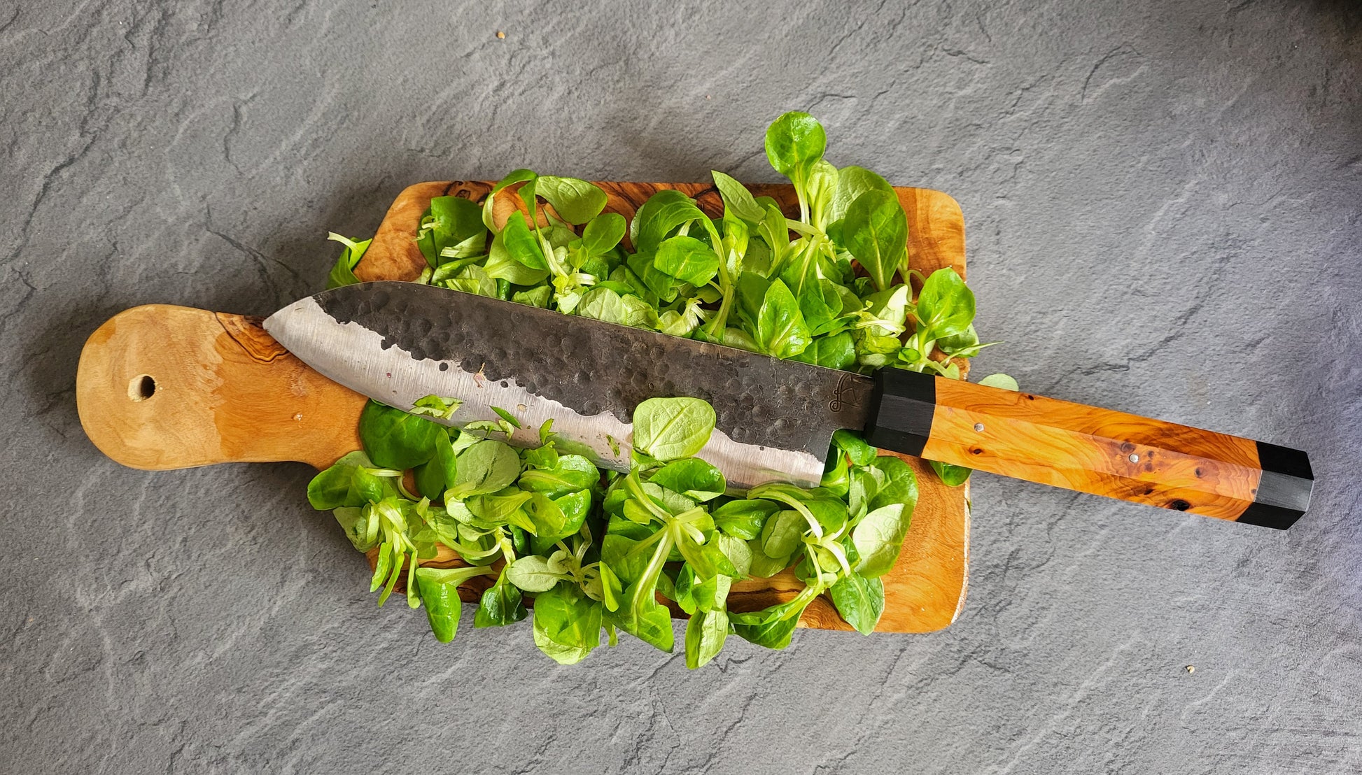 SANTOKU - Couteau de cuisine "Chef"  - bois clair - Couteau fixe