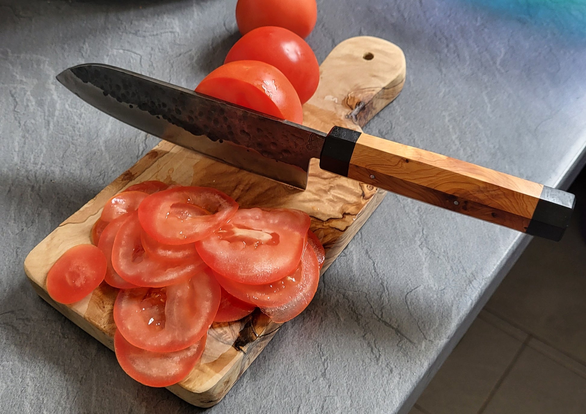SANTOKU - Couteau de cuisine "Chef"  - bois clair - Couteau fixe
