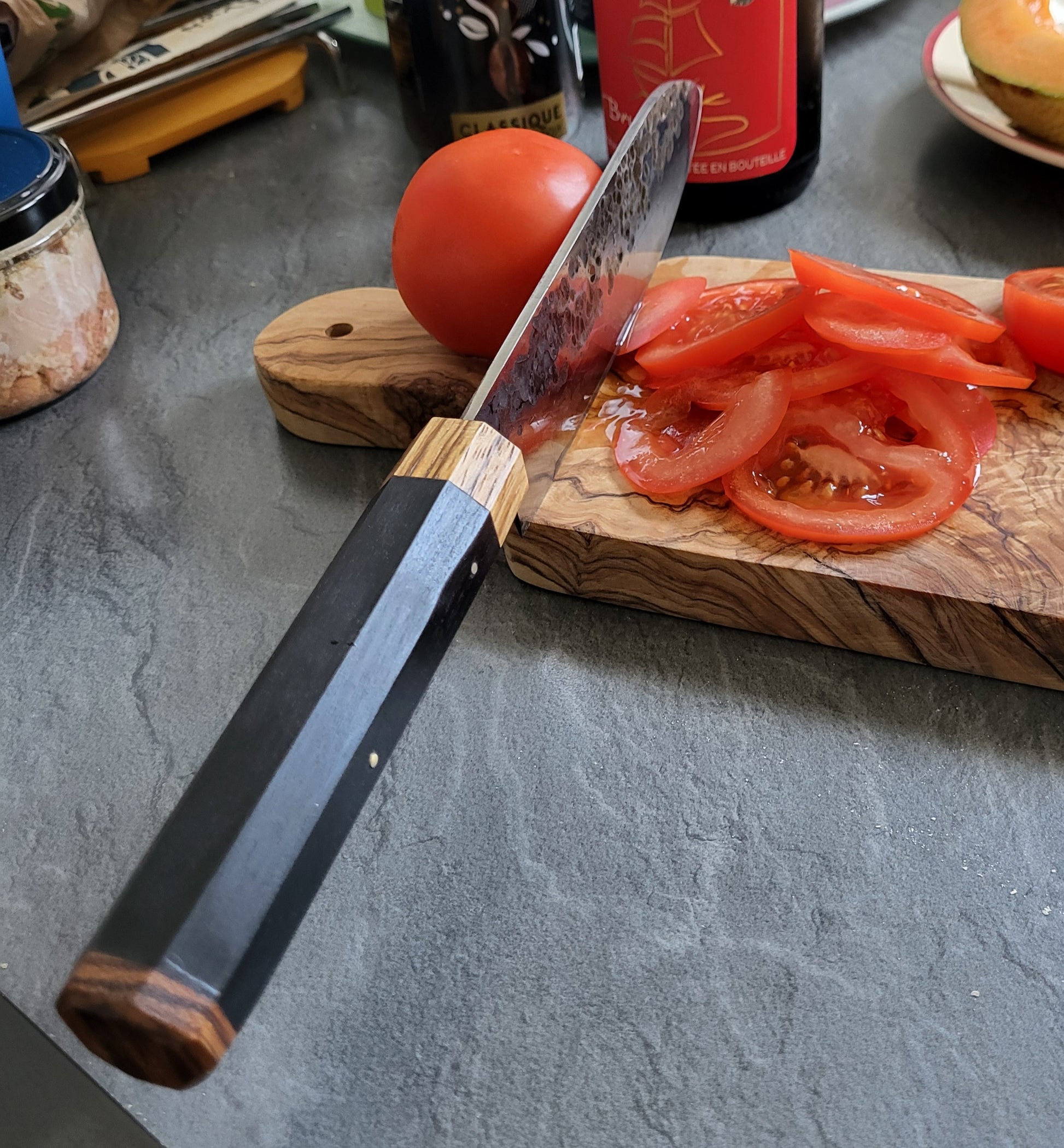 SANTOKU - Couteau de cuisine "Chef"  - bois foncé - Couteau fixe