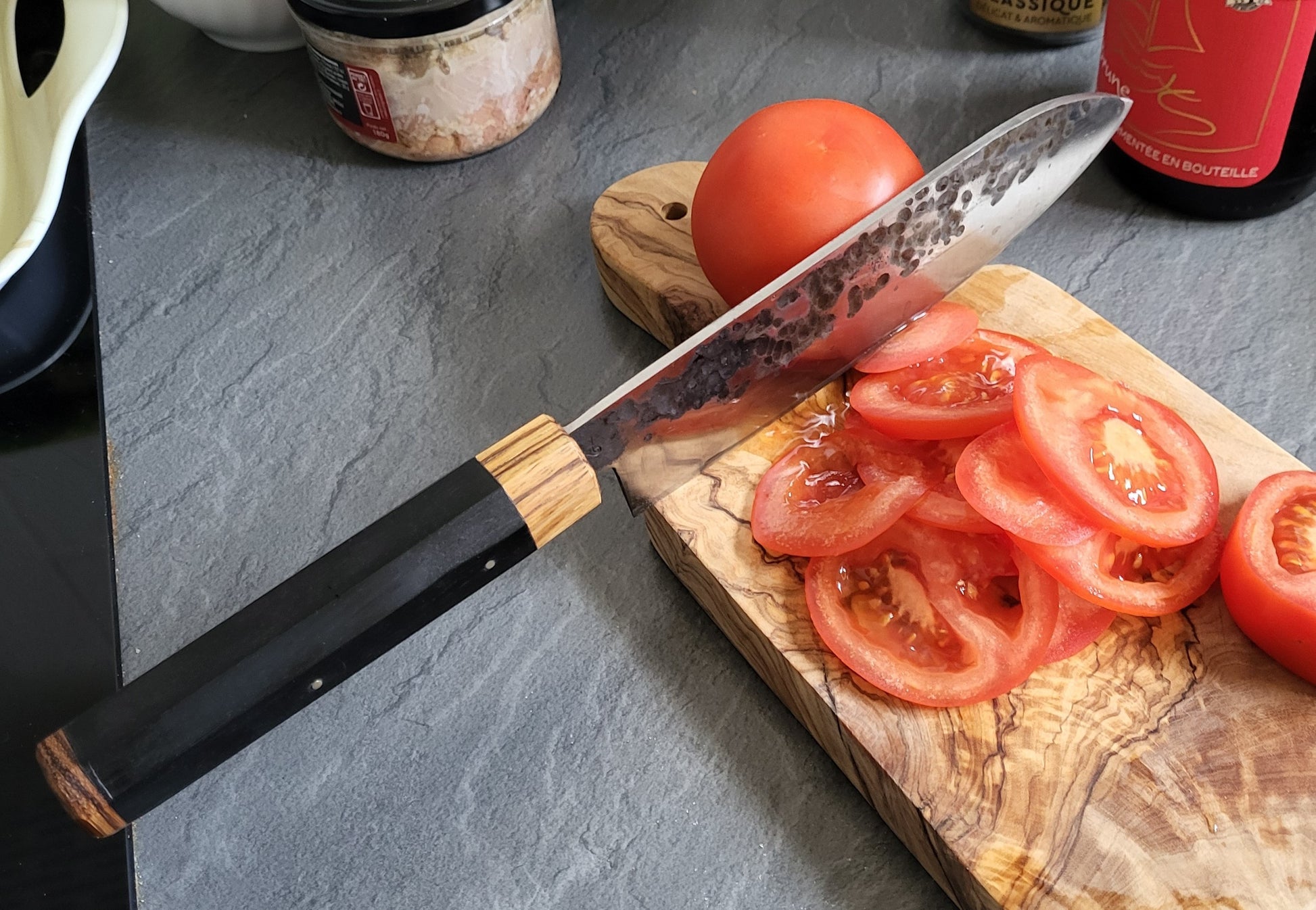 SANTOKU - Couteau de cuisine "Chef"  - bois foncé - Couteau fixe
